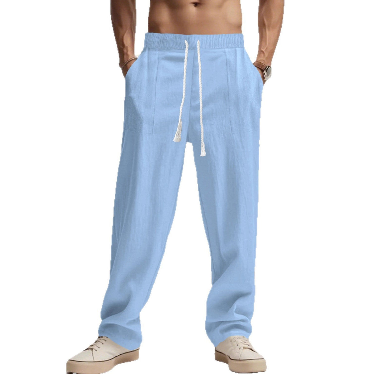 New Men's Loose Linen Leisure Wide Leg Trendy Beach