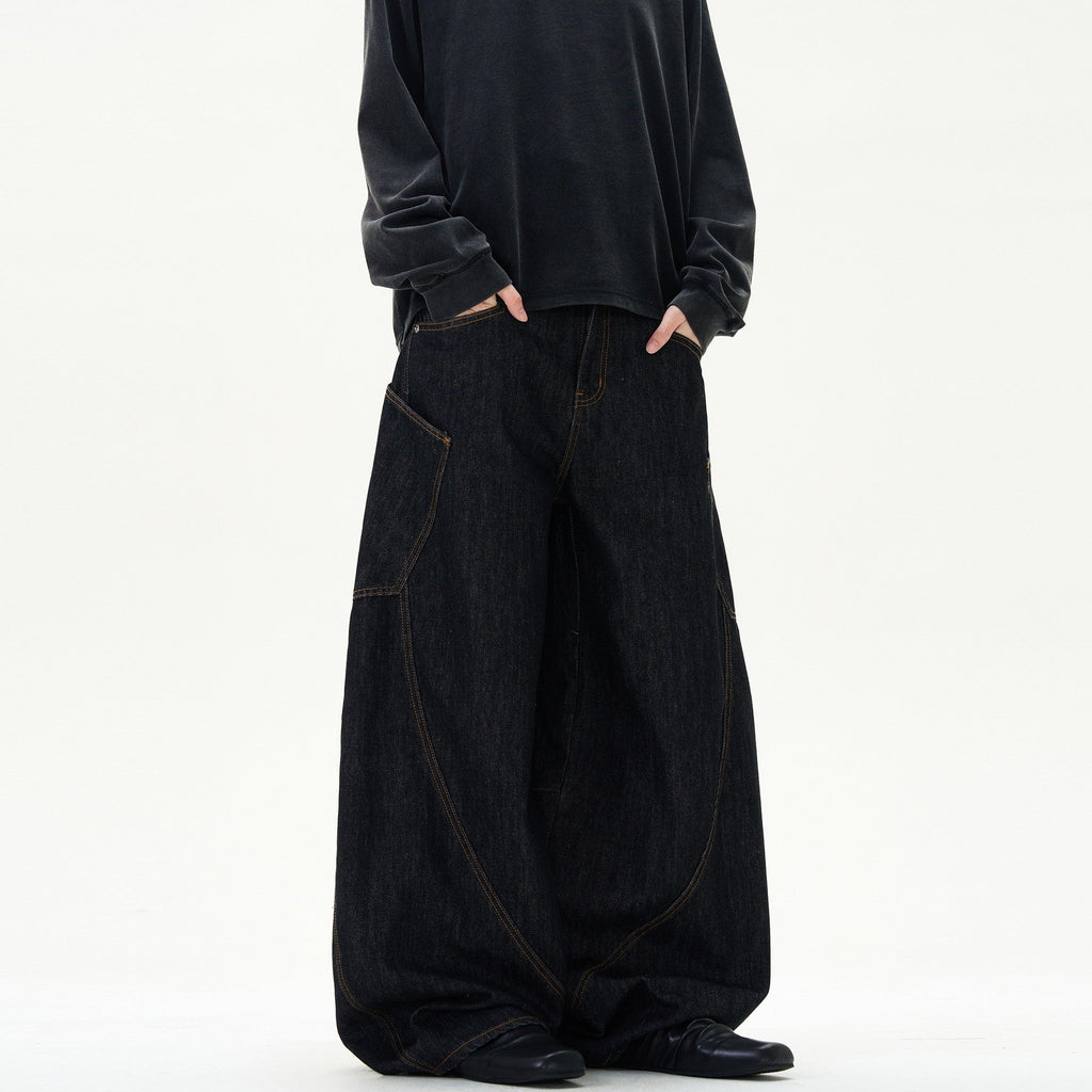 Retro Street Design Sense Silhouette Curved Knife Jeans