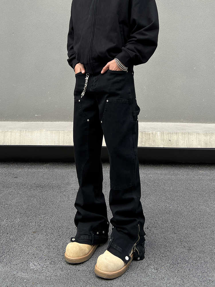 Retro Straight Micro-pull Zipper Jeans