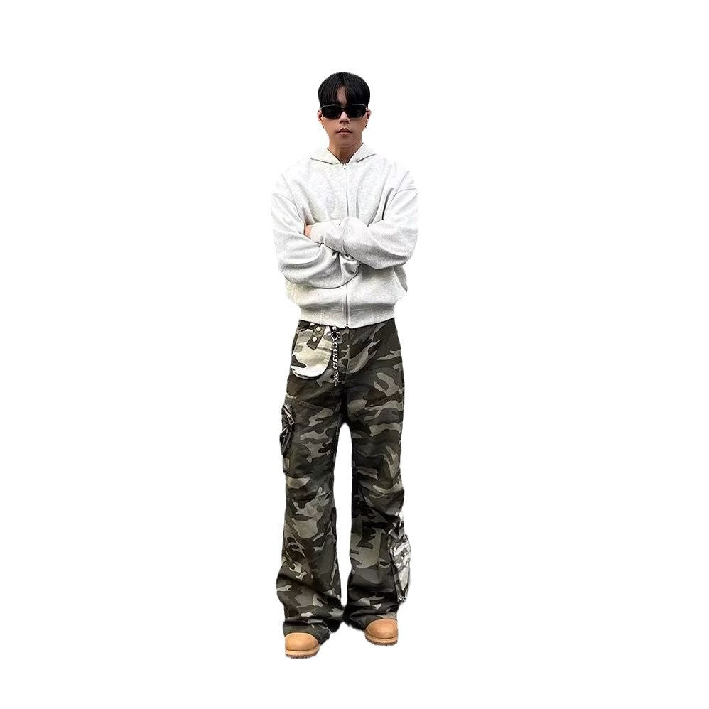 Men's Contrast Color Three-dimensional Pocket Overalls