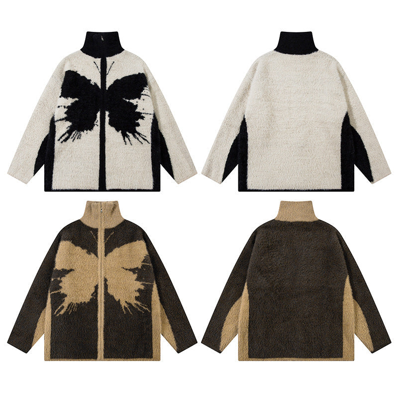Autumn New Casual Patchwork High Collar Loose All-match Sweater