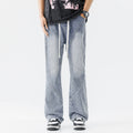 Men's American-style Retro Drawstring Design Stitching Jeans
