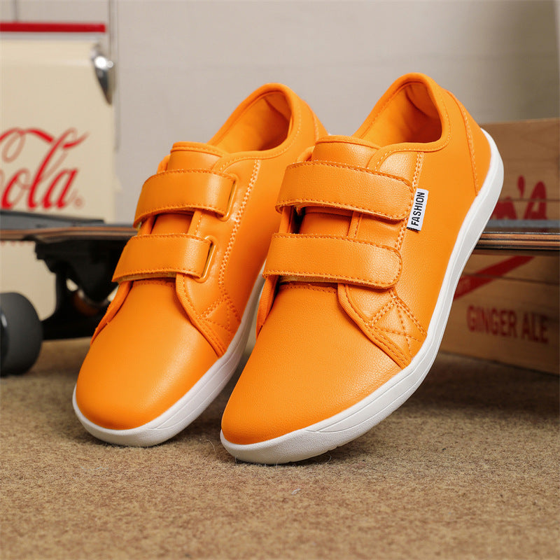 Men's And Women's Leather Wide Toe Plus Size Velcro Casual Shoes