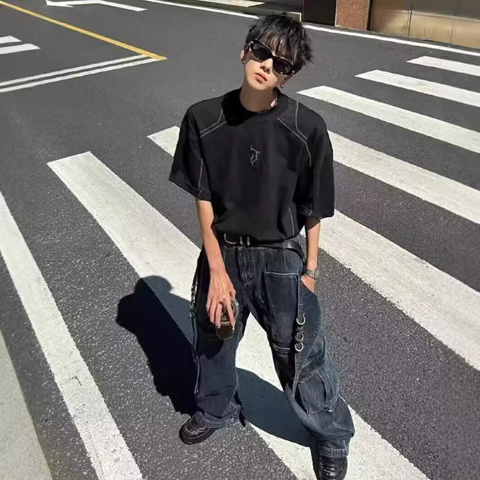 Men's Washed Retro Straight Jeans