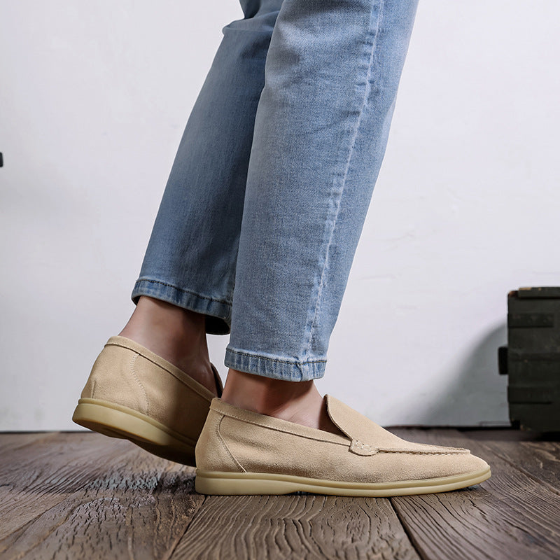 Autumn New Shallow Mouth Loafers Men Suede Slip-on