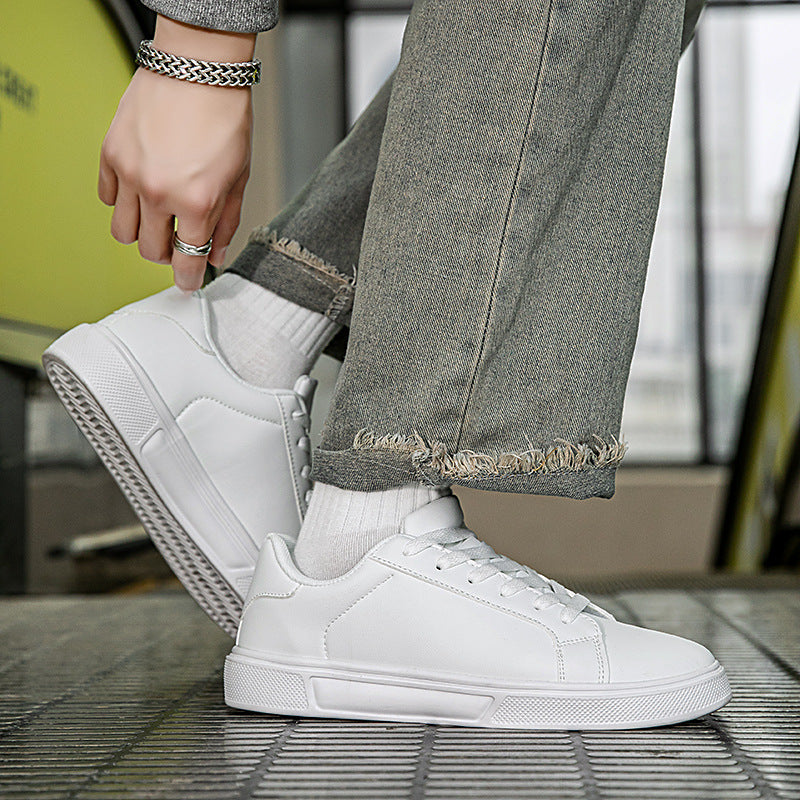 Flat Bottom Comfort Board Korean Leather Casual Sneakers