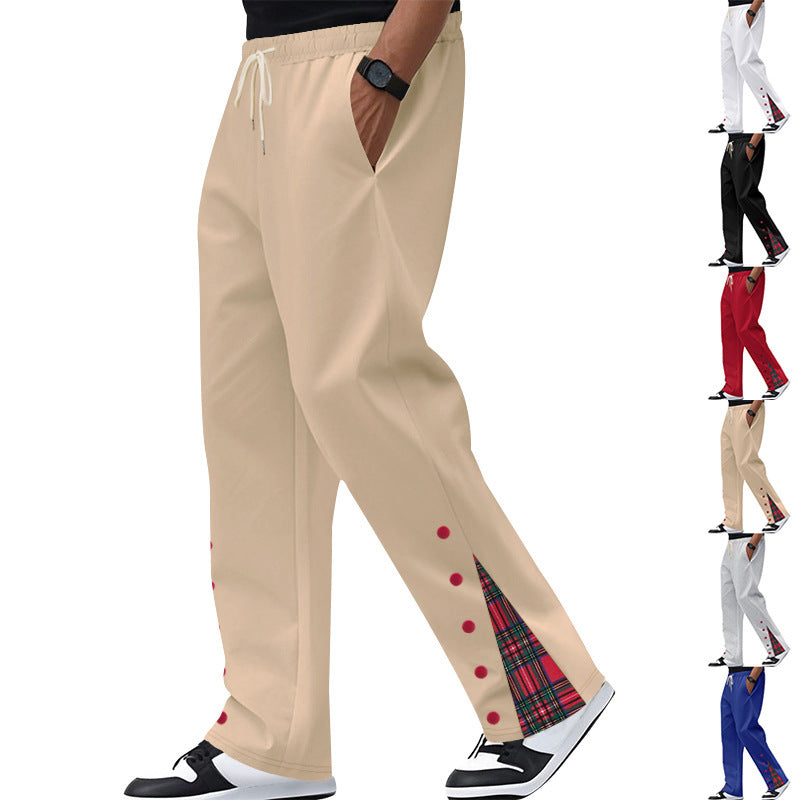 Contrast Color Drawstring No Fly Straight Track Sweatpants