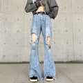 Retro Make Old Ripped Slim-fit Blue Jeans