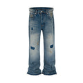 Loose Wide Leg Distressed Patch Skinny Jeans