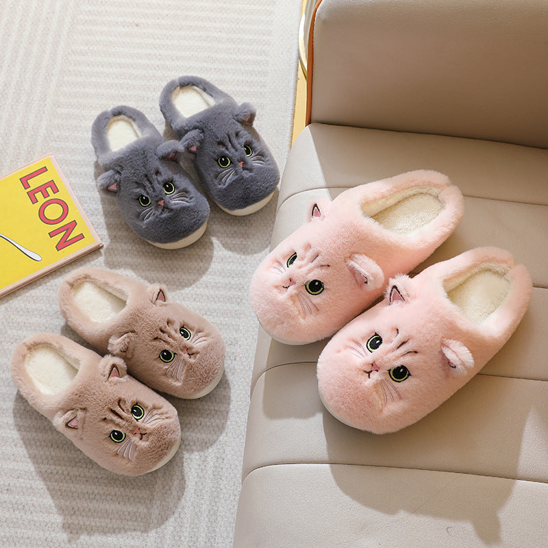 Cotton Couple Kitty Cartoon Cute Velvet Warm Slippers