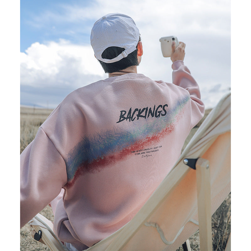 Fashion Simple Rainbow Print Couple Sweatshirt