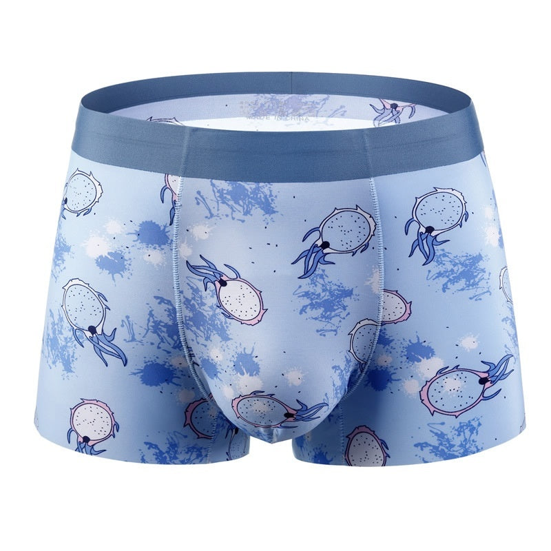 Digital Printing Men's Honeycomb U Convex Boxer Briefs Ice Silk Seamless