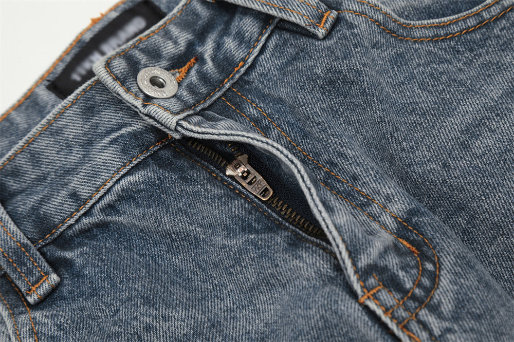 Washing Hole Denim Bootcut Trousers Trendy Punk