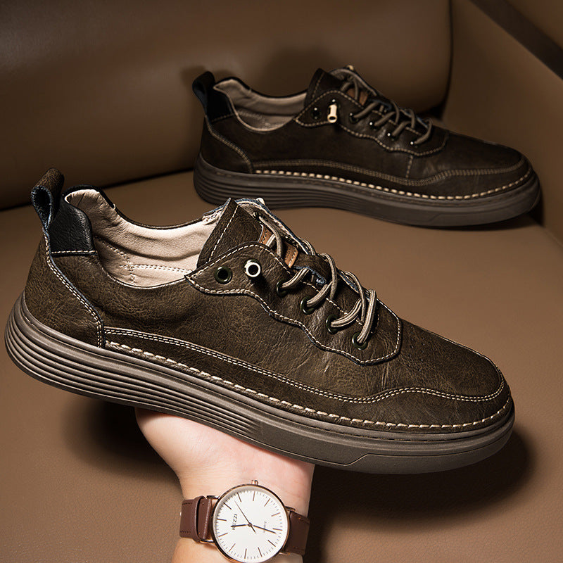 Versatile Sports Casual Low-top Cowhide Flat Shoes