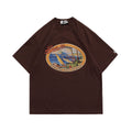 Men's And Women's Retro Washed And Old Printed Short Sleeves