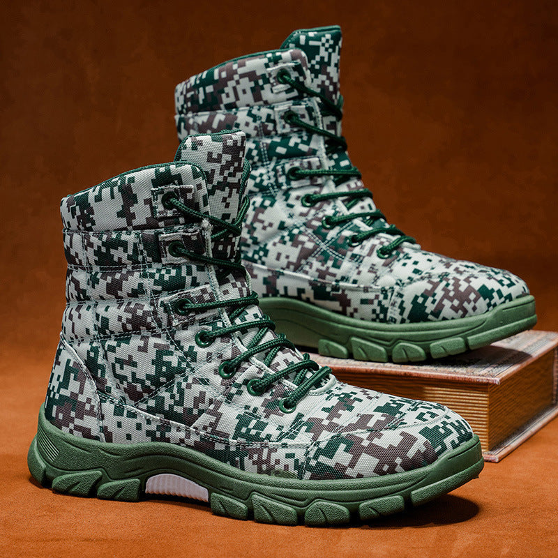 Fleece Lined Warm Plus Size Camouflage Hiking Boots With Thick Solesperfect For Outdoor And Snowy Conditions