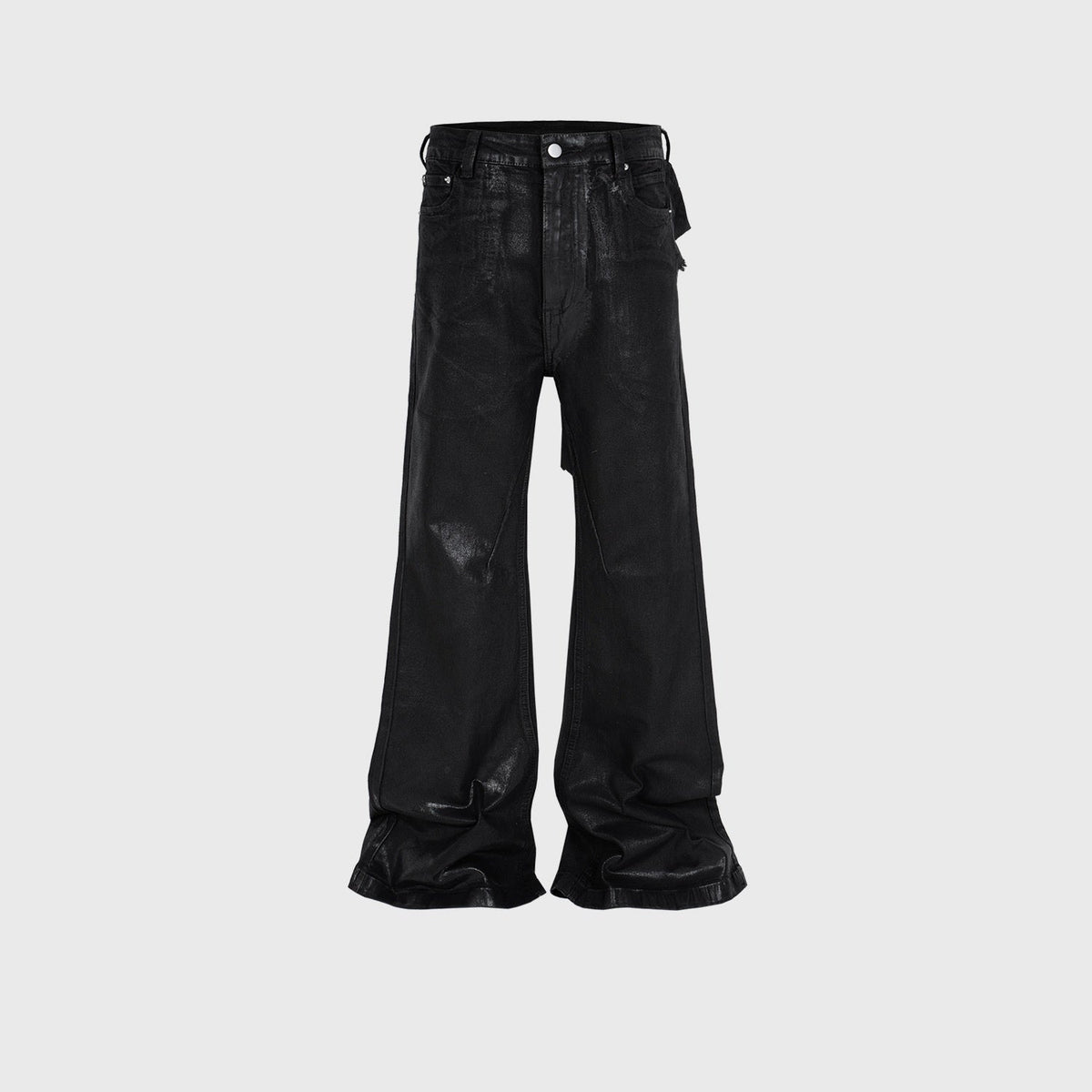Men's Vinyl Coated Bootcut Trousers Stitching Damaged Jeans