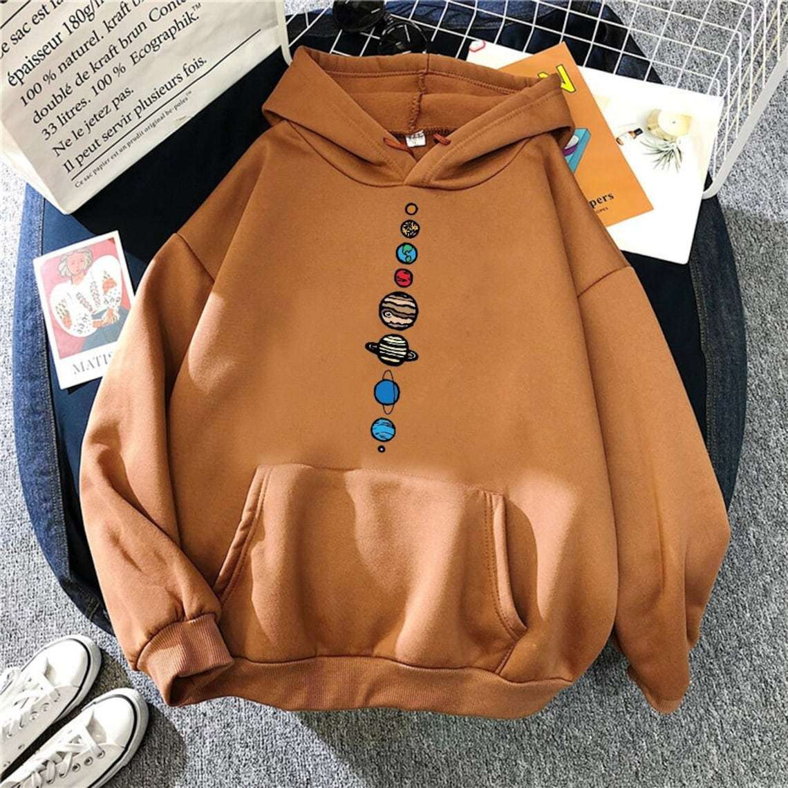 Multicolor Anime Men And Women Loose Hooded Sweatshirt