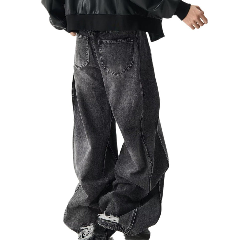 High-grade Stitching Loose Wide-leg Draping Effect Straight-leg Pants Trousers