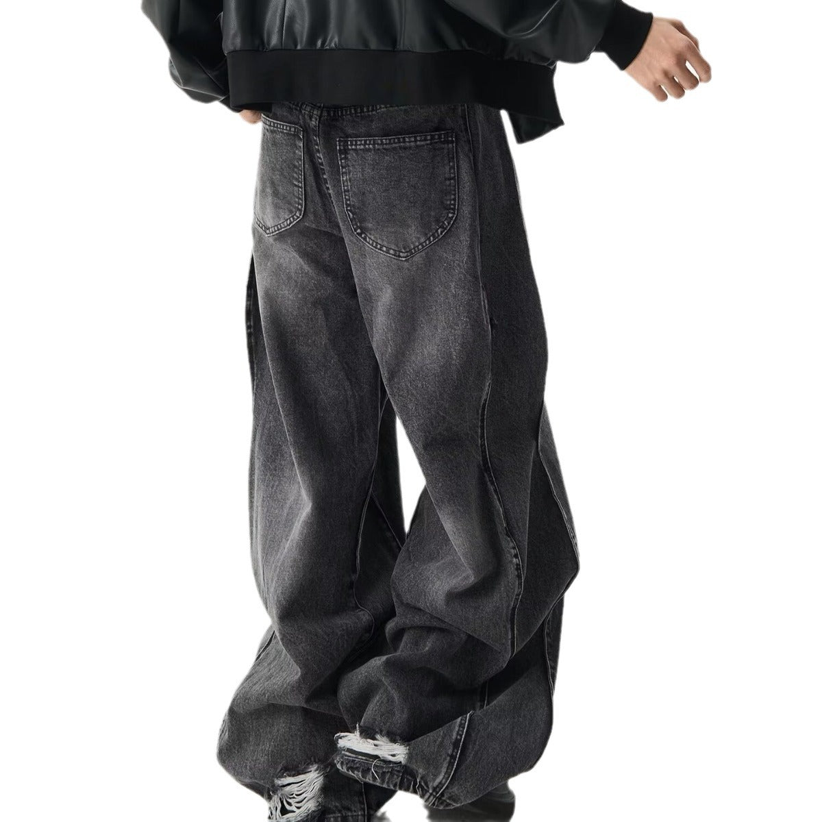 High-grade Stitching Loose Wide-leg Draping Effect Straight-leg Pants Trousers