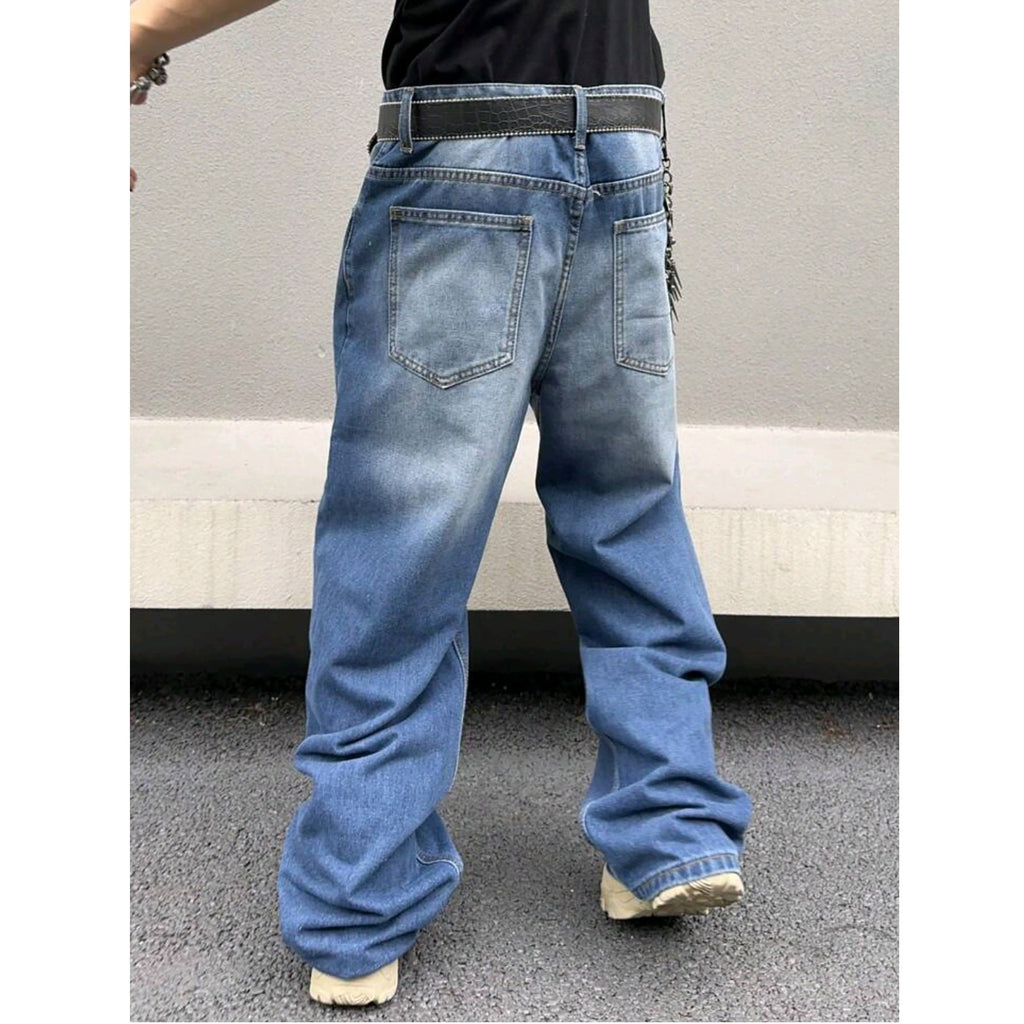 Men's Jeans Autumn And Winter Straight Loose Wash