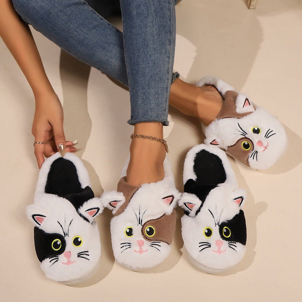 Kitty Fluffy Slippers Autumn And Winter Warm