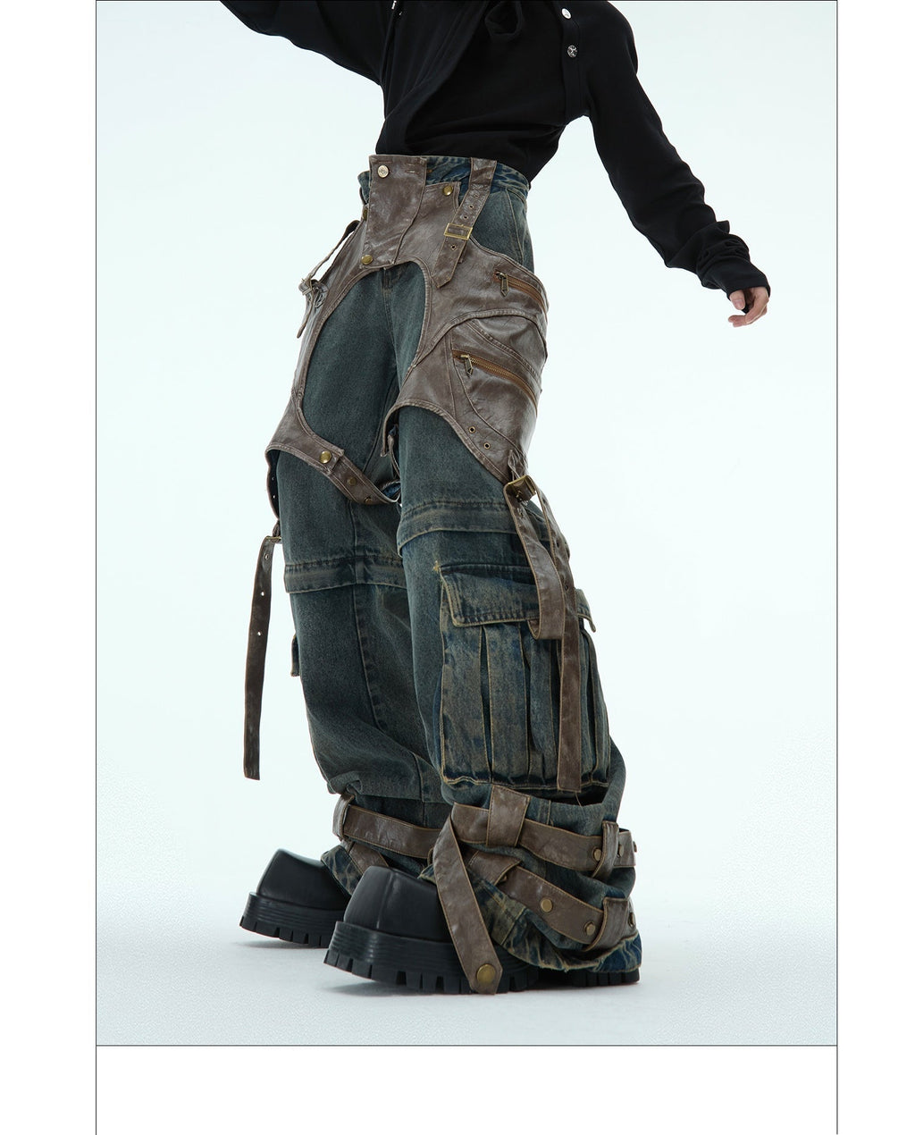 Retro Deconstructed Jeans Men's Detachable Stitching