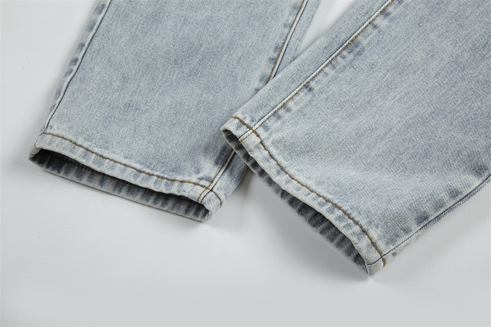 Punk Hole & Patch Jeans Men's Loose Retro