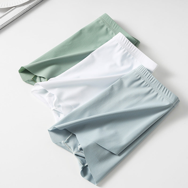Men's Mid-rise Boxers Ice Silk Solid Color Underwear