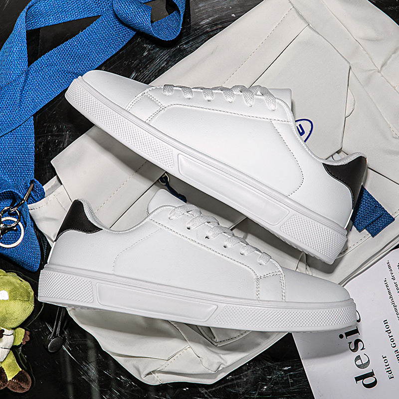 Flat Bottom Comfort Board Korean Leather Casual Sneakers