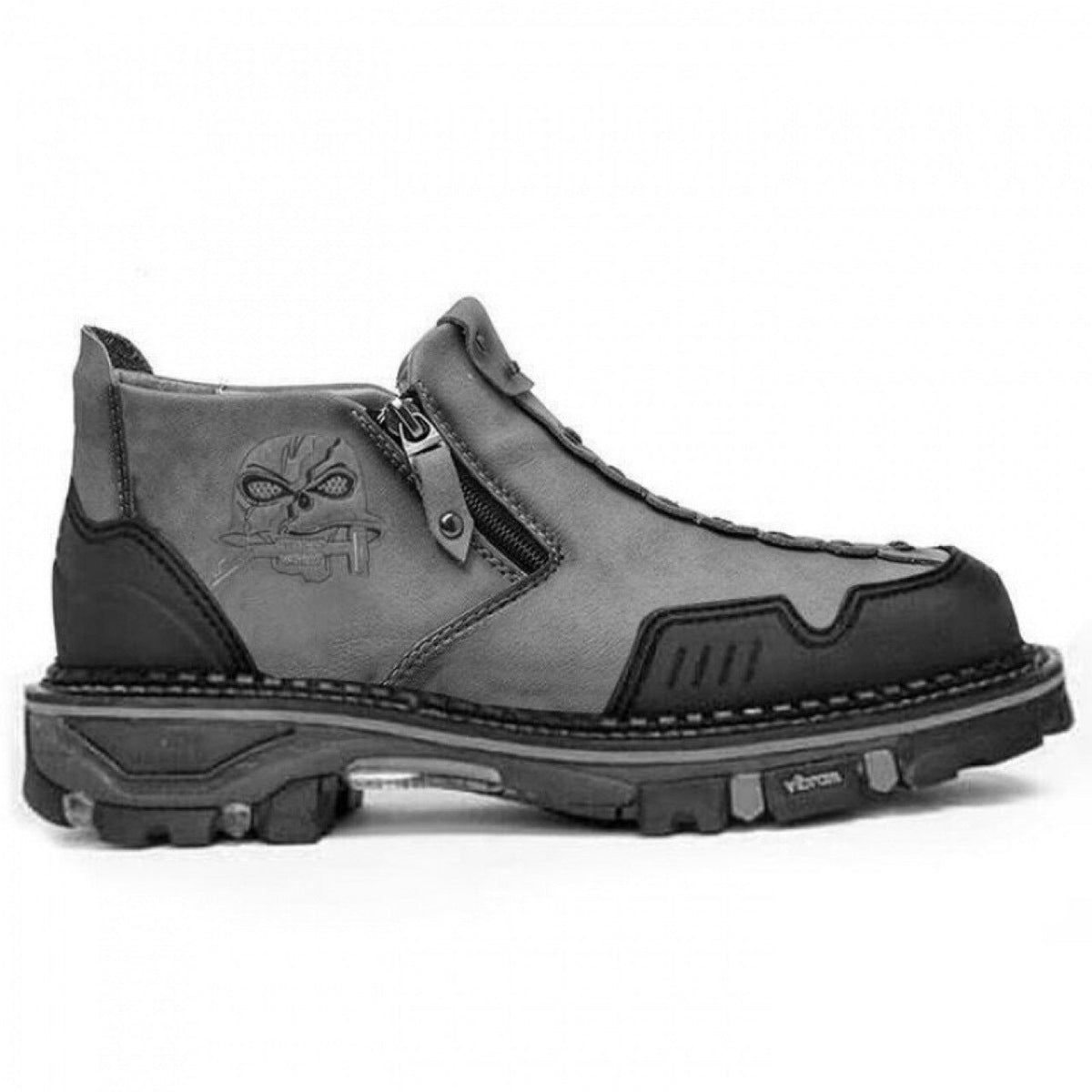Men's Short Boots Round Toe Large Size Side Zipper Martin Boots