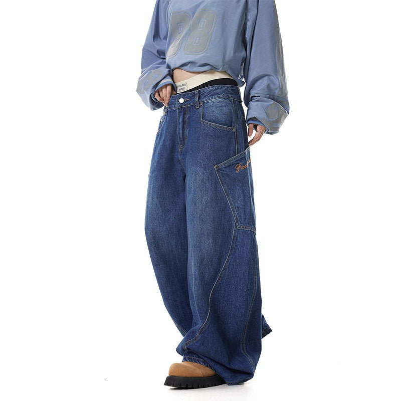 American Retro Design Large Pocket Machete Jeans