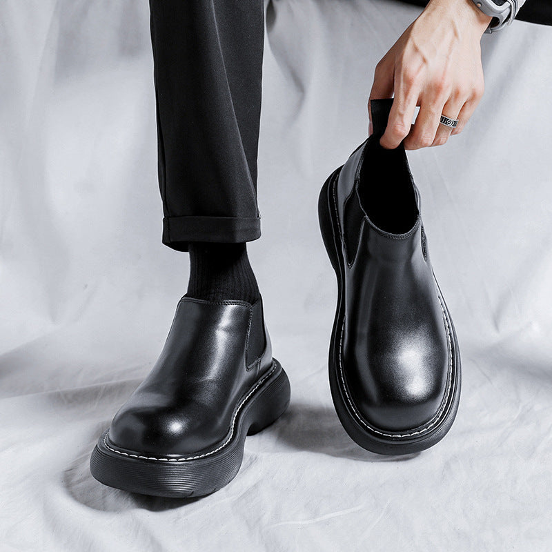 Martin Boots Black And Round Thick-soled Men