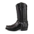 Square Head Buckle Strap Thick Heel Large Neck Mid-calf Boots