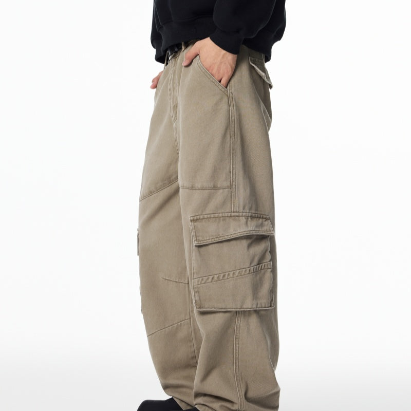 Loose Straight-leg Casual Pants, Autumn American Retro Multi-pocket