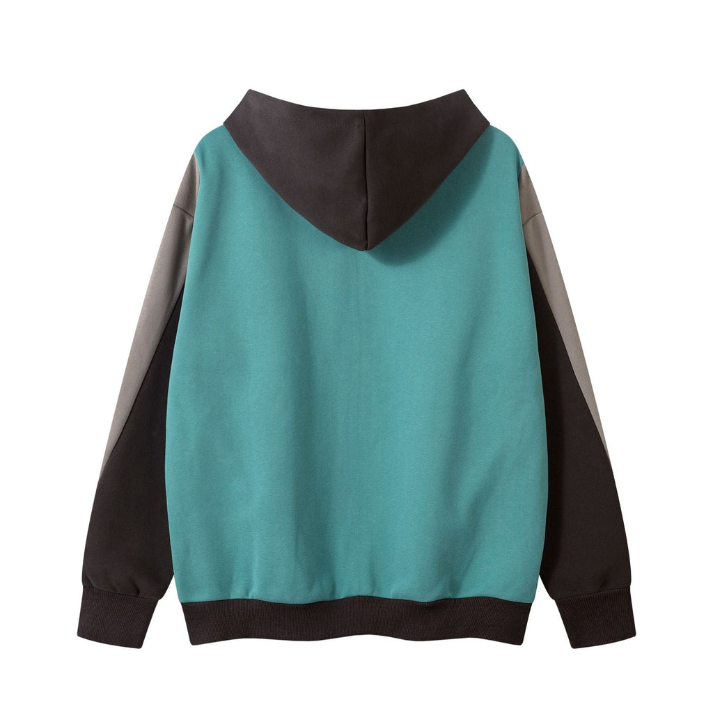 Retro Color Contrast Patchwork Letters Printed Hoodie