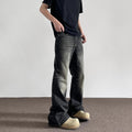 Retro Yellow Mud Dyed Cat Beard Worn Jeans