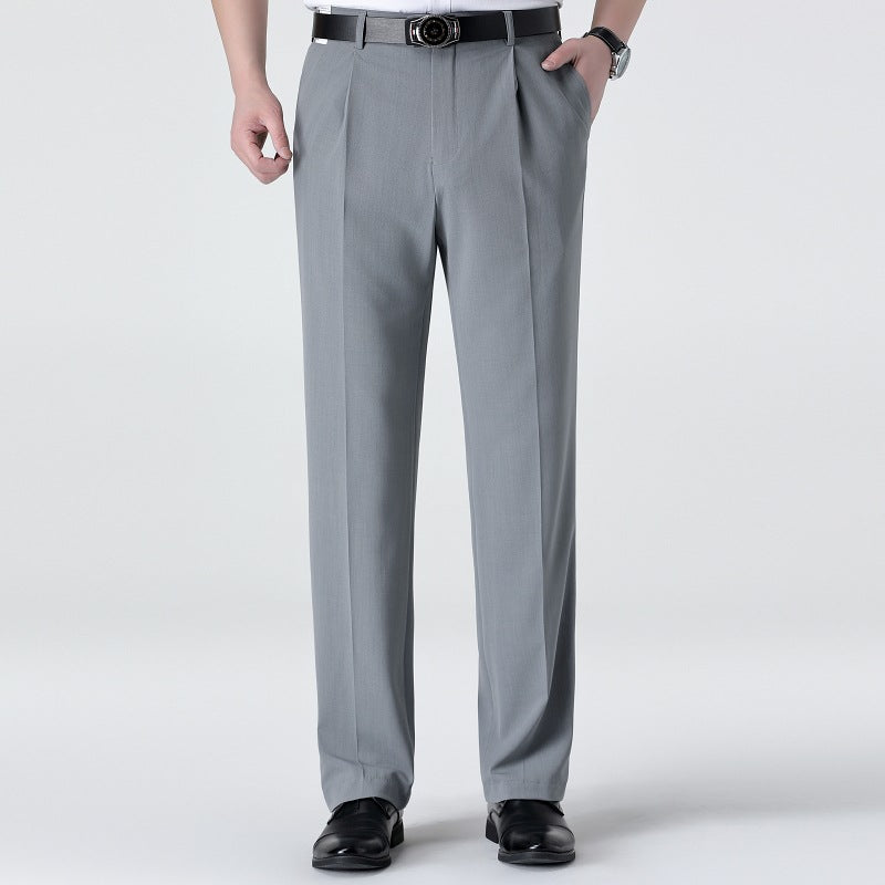 Mulberry Silk Men's Middle-aged Loose Straight Non-ironing Suit Pants