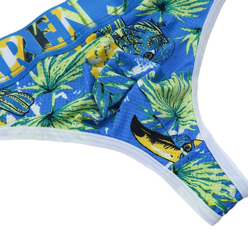 New Men's Thong T-pants Ice Silk Printed Breathable