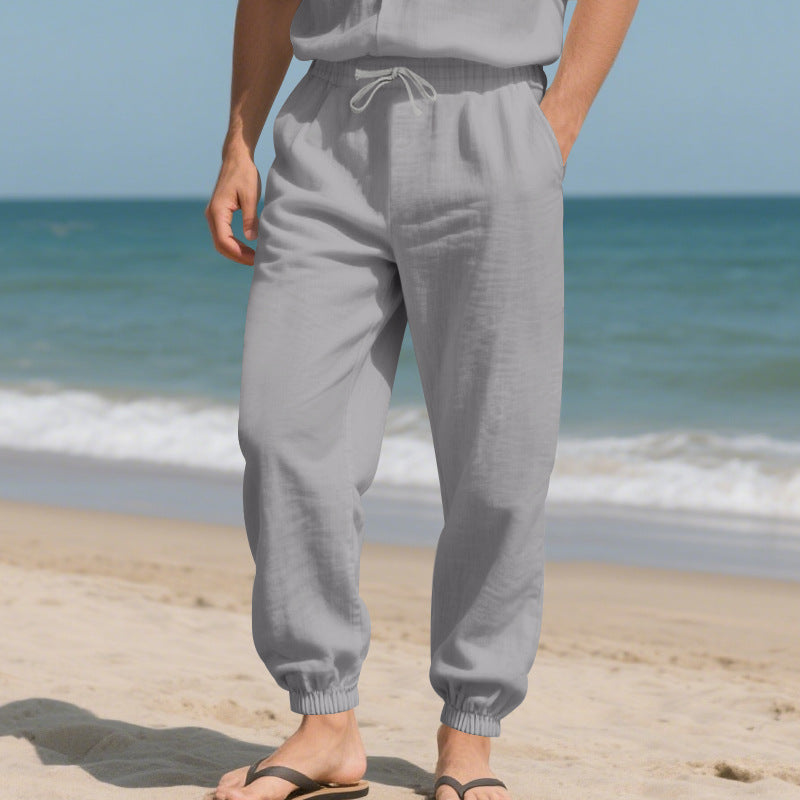 Plus Size Tether Casual Exercise Ankle-tied Straight-leg Pants