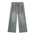 Men's Clothing Vintage Cement Green Draping Effect Straight-leg Trousers