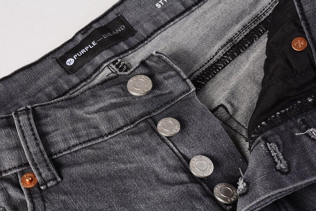 New Gray Knee Knife Ripped Jeans Splash Ink