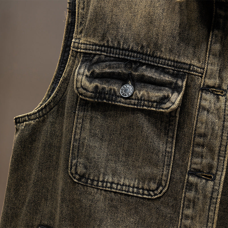 Denim Coat Men's Loose-fitting Waistcoat Workwear Tops