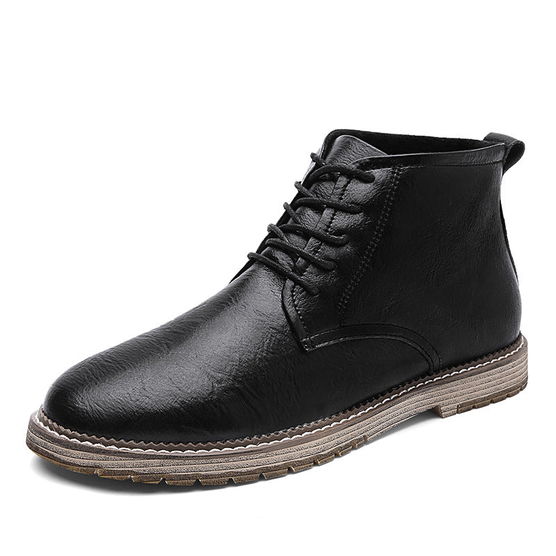 Spring And Autumn Men's High-top Lace-up Leather Martin Boots Outdoor