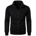 Stand Collar Cardigan Zipper Fleece-lined Thickened Threaded Cuff Casual Sweatshirt