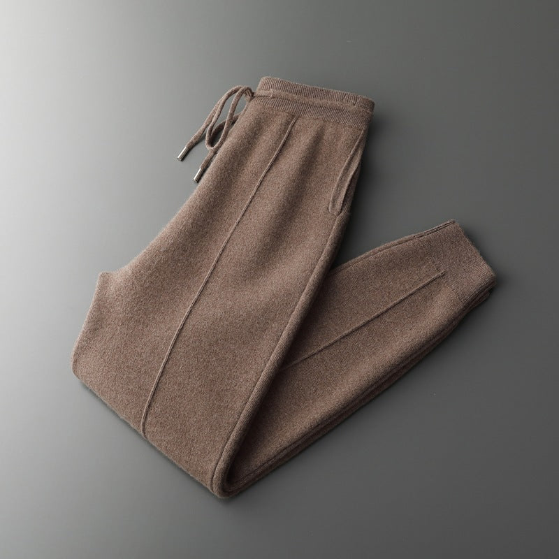 Men's Wool Mid-Seam Knitted Warm Cuffed Pants For Spring And Autumn Business Casual Wear