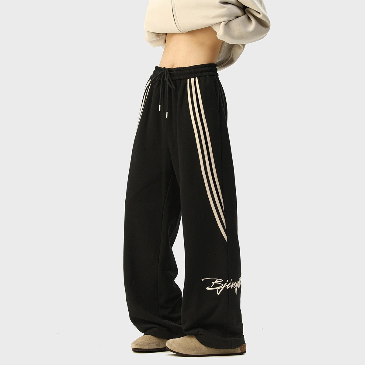 Trendy Brand Striped Men's Loose Straight-leg Casual Pants