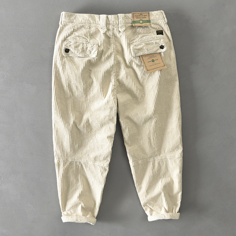 Retro Corduroy Loose-fit Trendy Workwear Casual Pants