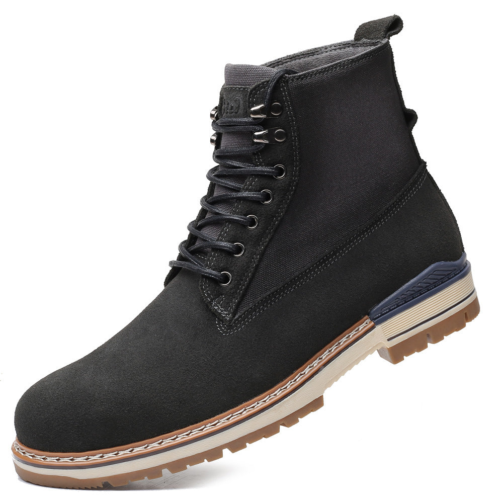 Leather Martin Boots Men's Shoes Ark Bird Top Layer Cowhide High Top