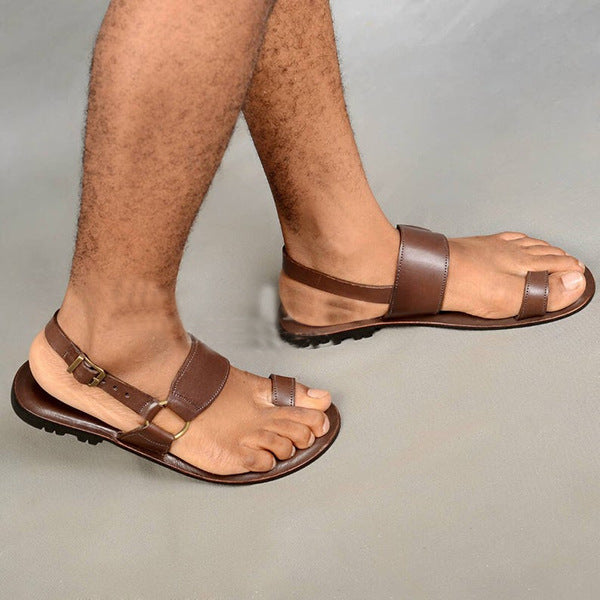 Flat Bottom Square Toe Front And Rear Empty Casual All-match Men's Single Shoe Sandals